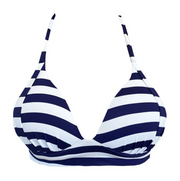 Blue Navy Stripes Brazilian Halter Bikini Top