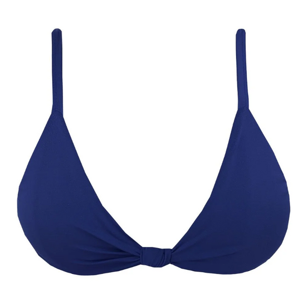 Solid Royal Blue Brazilian Fixed Knot Triangle Bikini Top