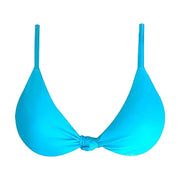 Solid Turquoise Blue Brazilian Knot Triangle Bikini Top