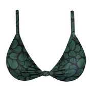 Green Waves Brazilian Fixed Knot Triangle Bikini Top