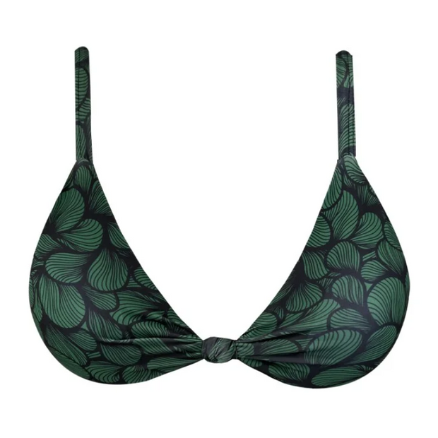 Green Waves Brazilian Knot Triangle Bikini Top