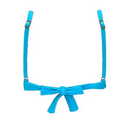 Solid Turquoise Blue Brazilian Knot Triangle Bikini Top