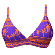 Orange Purple Coconut Trees Brazilian Fixed Triangle Bikini Top