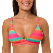 Colorful Rainbow Brazilian Fixed Triangle Bikini Top