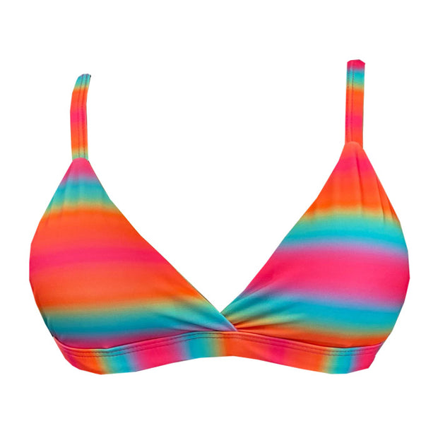 Colorful Rainbow Brazilian Fixed Triangle Bikini Top