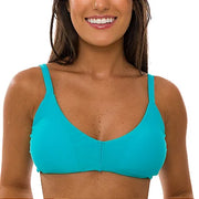 Solid Turquoise Blue Brazilian Knot Triangle Bikini Top