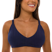 Solid Royal Blue Brazilian Fixed Knot Triangle Bikini Top