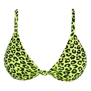 Neon Green Jaguar Brazilian Fixed Knot Triangle Bikini Top