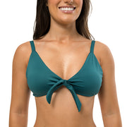 Solid Dark Green Brazilian Knot Triangle Bikini Top