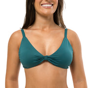 Solid Dark Green Brazilian Knot Triangle Bikini Top