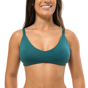 Solid Dark Green Brazilian Knot Triangle Bikini Top