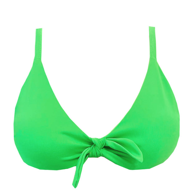 Solid Neon Green Brazilian Knot Triangle Bikini Top
