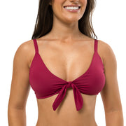 Solid Cherry Red Brazilian Knot Triangle Bikini Top