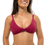 Solid Cherry Red Brazilian Knot Triangle Bikini Top