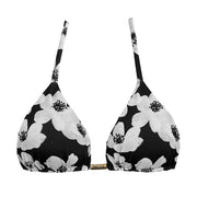 Black and White Floral Brazilian Triangle Bikini Top