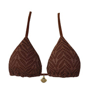 Lacy Brown Brazilian Triangle Bikini Top