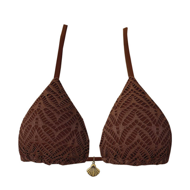 Lacy Brown Brazilian Triangle Bikini Top
