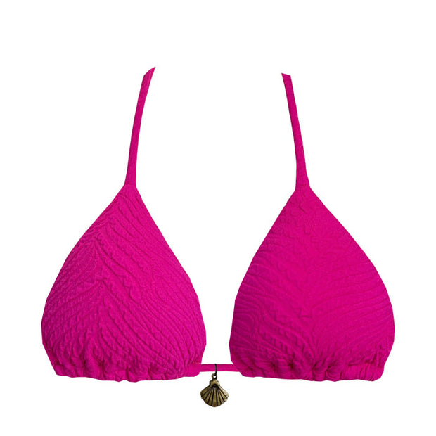 Ribbed Pink Brazilian Triangle Bikini Top