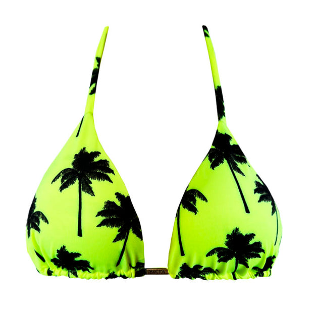 Neon Green Palm Trees Brazilian Triangle Bikini Top