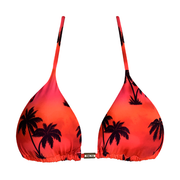 Red Tie Dye Coconut Trees Brazilian Triangle Bikini Top