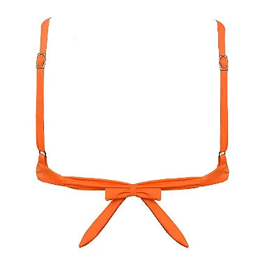 Solid Orange Brazilian Knot Triangle Bikini Top