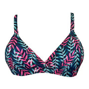 Royal Blue Neon Leaves Brazilian Fixed Triangle Bikini Top
