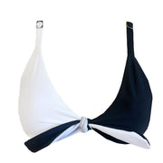 Duo Black and White Brazilian Fixed Knot Triangle Bikini Top
