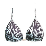 White Brown Zebra Brazilian Triangle Bikini Top