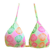 Neon Green Pink Shells Brazilian Triangle Bikini Top