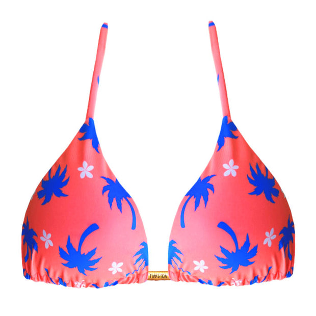 Neon Pink Coconut Trees Brazilian Triangle Bikini Top