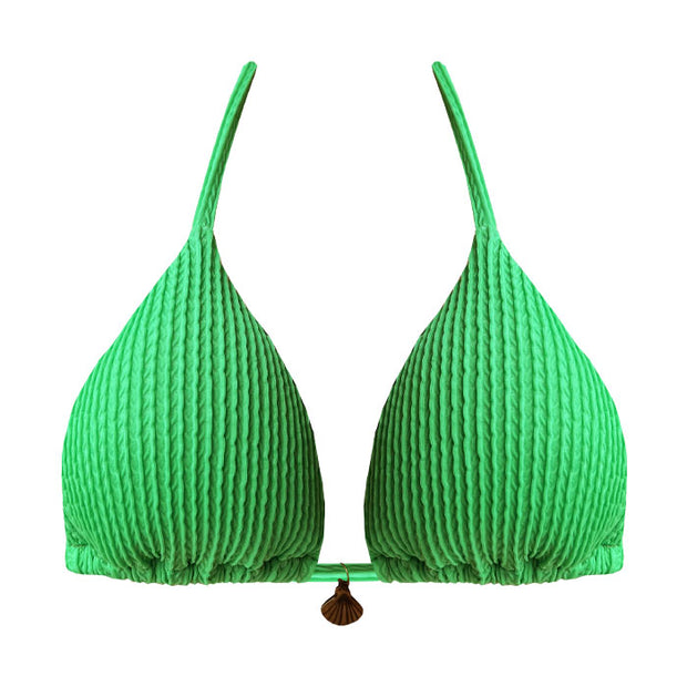 Ribbed Emerald Green Brazilian Triangle Bikini Top