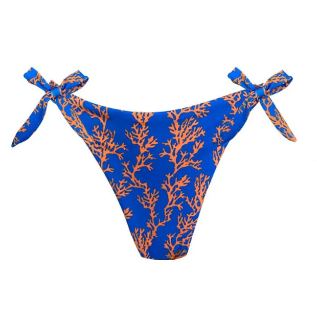 Blue Orange Sea Coral Brazilian Tie Bikini Bottom – MARETOA