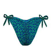 Blue and Green Jaguar Brazilian Tie Side Scrunch Bikini Bottom