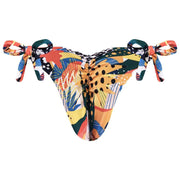 Mixed Jaguar Print Brazilian Tie Side Scrunch Bikini Bottom
