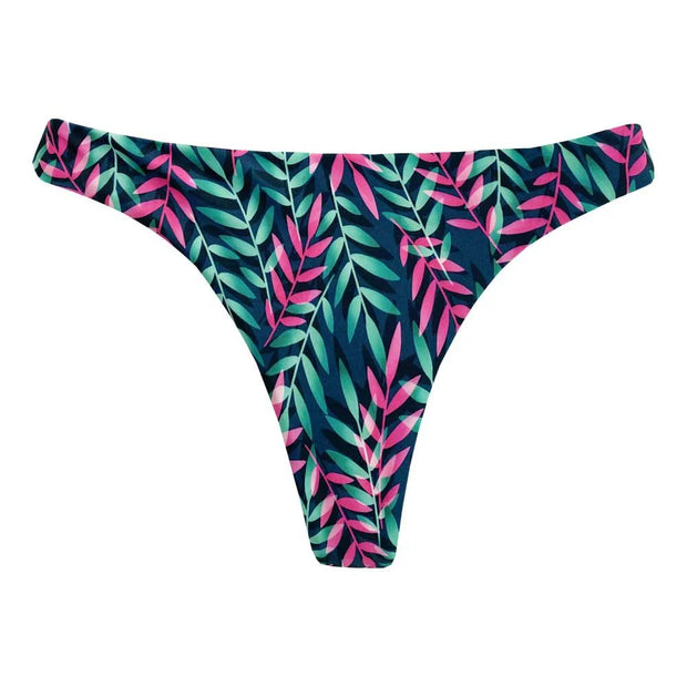 Blue Leaves Classic Thong Bikini Bottom – MARETOA BIKINIS USA