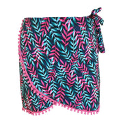Royal Blue Neon Leaves Swim Cover Up Pareo Skirt