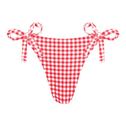 Red Vichy Plaid Brazilian Tie Side Scrunch Bikini Bottom