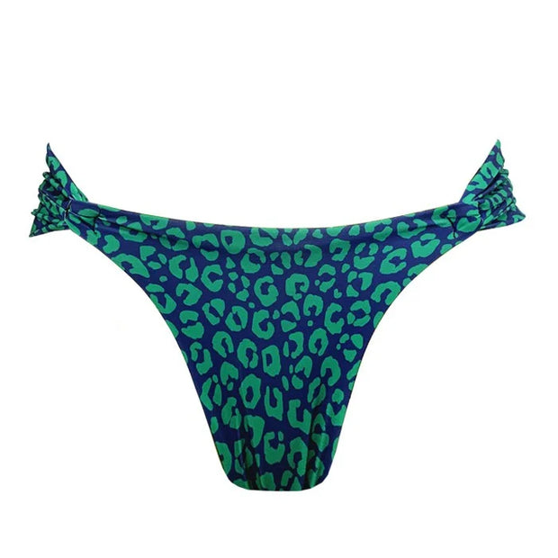 Blue and Green Jaguar Brazilian Classic Side Scrunch Bikini Bottom
