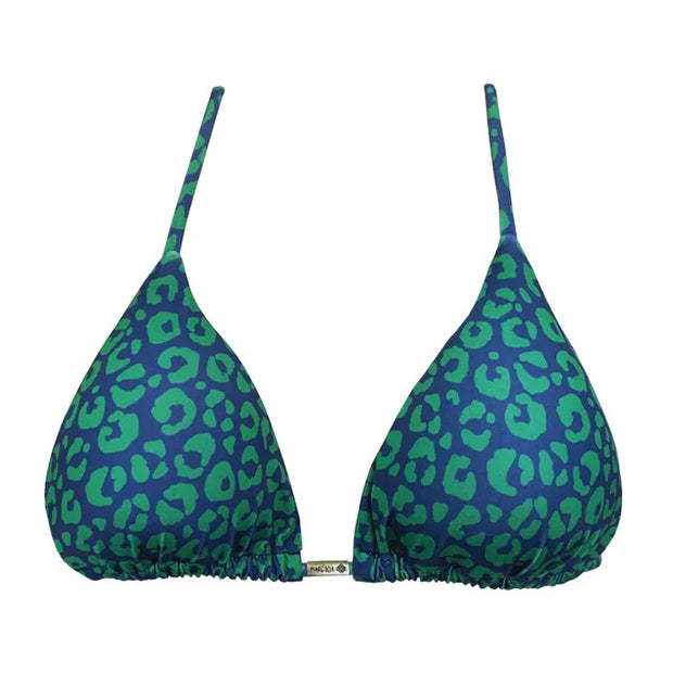 Blue and Green Jaguar Brazilian Triangle Bikini Top