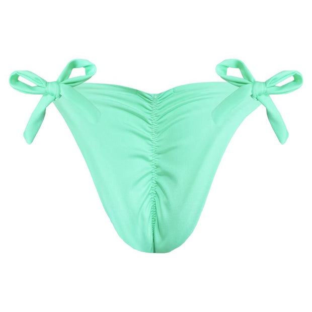 Solid Mint Green Brazilian Tie Side Scrunch Bikini Bottom