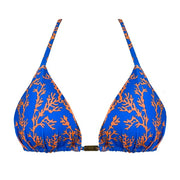 Blue Orange Sea Coral Brazilian Triangle Bikini Top