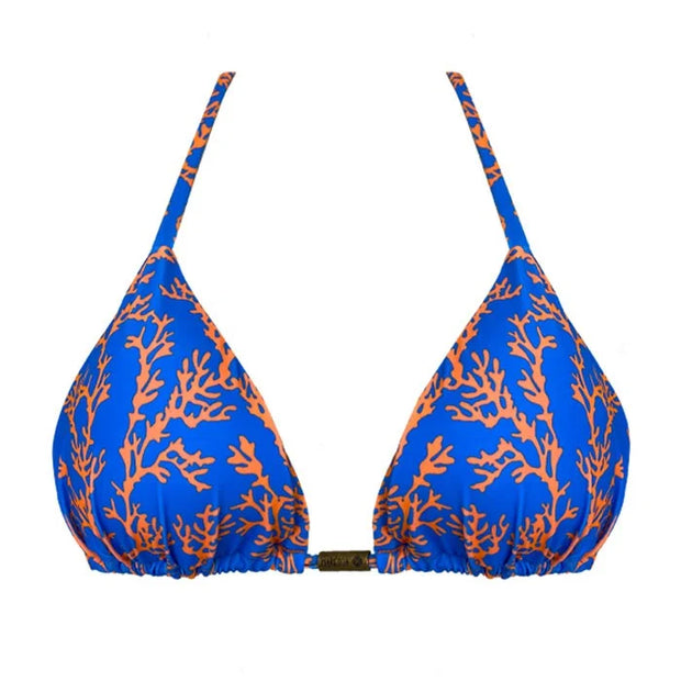 Blue Orange Sea Coral Brazilian Triangle Bikini Top