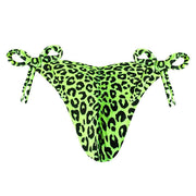 Neon Green Jaguar Brazilian Tie Side Scrunch Bikini Bottom