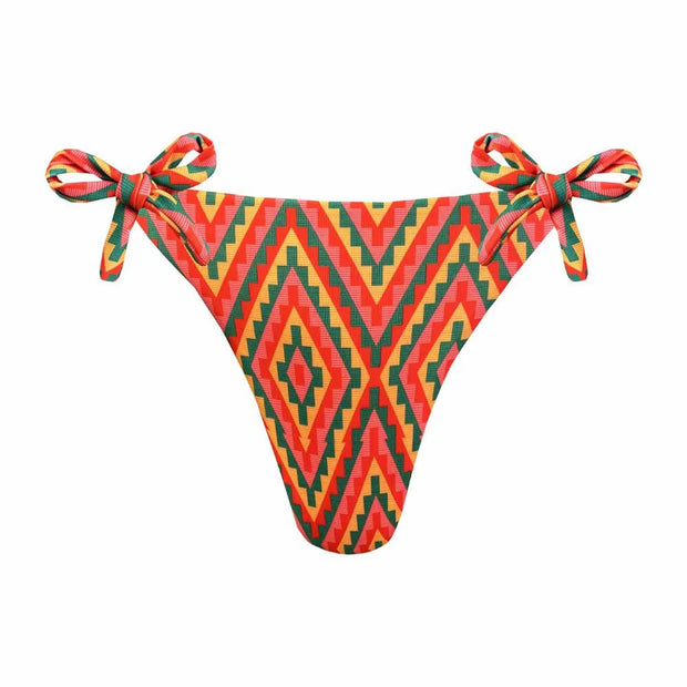 Colorful Geometric Brazilian Tie Side Scrunch Bikini Bottom