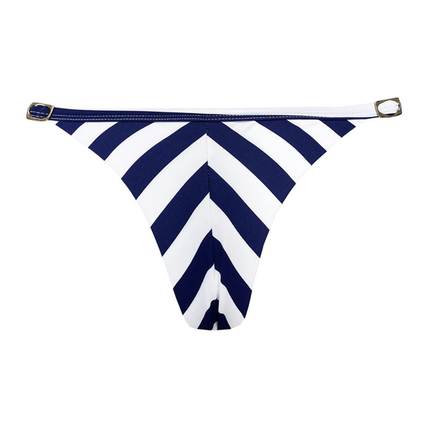 Blue Navy Stripes Brazilian Thong Bikini Bottom