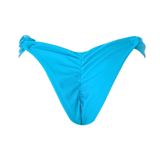 Solid Turquoise Blue Brazilian Classic Side Scrunch Bikini Bottom