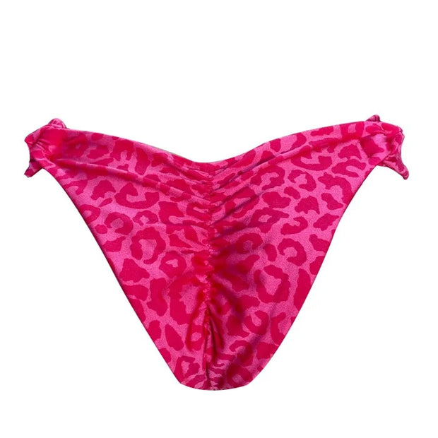 Pink Glow Jaguar Brazilian Classic Side Scrunch Bikini Bottom