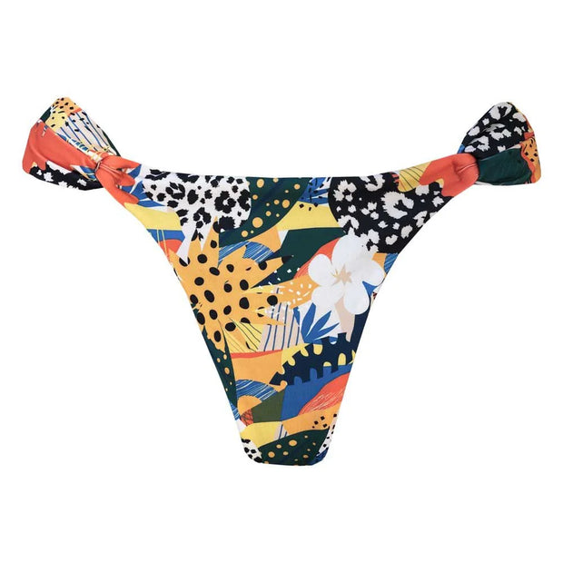 Mixed Jaguar Print Brazilian Classic Side Scrunch Bikini Bottom