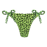 Neon Green Jaguar Brazilian Tie Side Scrunch Bikini Bottom