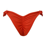 Solid Red Brazilian Classic Side Scrunch Bikini Bottom